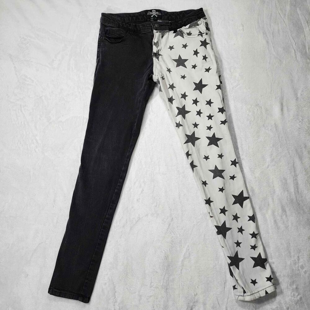Rare Tripp NYC Black White Star Split Leg Skinny Jeans Size 11